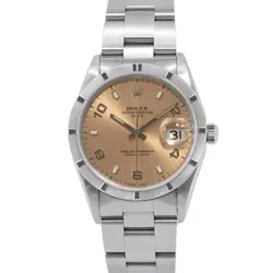 ROLEX OYSTER PERPETUAL DATE 34MM STAINLESS STEEL PINK DIAL 15210