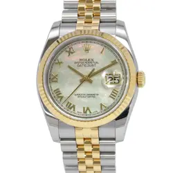 ROLEX DATEJUST 36MM STEEL 18K YELLOW GOLD MOTHER OF PEARL DIAL 116233NR