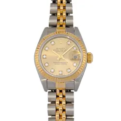 ROLEX 69173G LADY-DATEJUST CHAMPAGNE DIAMOND DIAL 26MM 1999 BOX & PAPERS
