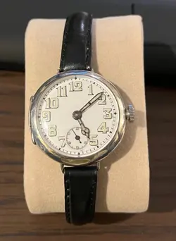 ANTIQUE ROLEX STERLING SILVER MANUAL WWI OFFICERS TRENCH WATCH C.1915
