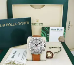 ROLEX 18KT WHITE GOLD DAYTONA METEORITE DIAL LEATHER STRAP 116519 SANT BLANC