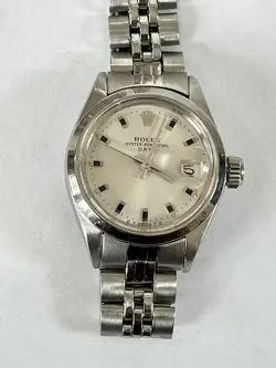 LADY’S 26MM ROLEX OYSTER PERPETUAL DATE JUST WATCH RUNNING NEEDS REPAIR/PARTS