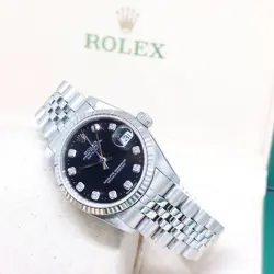 ROLEX 31MM OYSTER PERPETUAL BLACK DIAMONDS DIAL DATEJUST REF: 68274 (T SERIES)