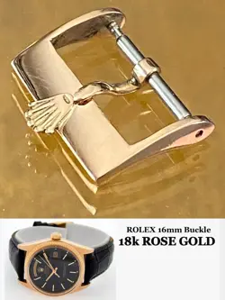 Rolex 18k Rose Gold 16mm Logo Buckle ROLEXSA .750 SWISS 1975