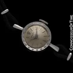 1960'S ROLEX LADIES 14K WHITE GOLD  WATCH - ORIGINAL WITH WARRANTY