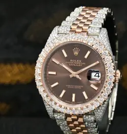 ICED OUT LUXURY ROLEX DATEJUST 36MM TWO TONE WATCH VVS1 MOISSANITE