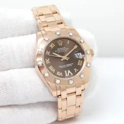 ROLEX 81315 DATEJUST PEARLMASTER WITH CHOCOLATE ROMAN DIAMOND VI / BEZEL