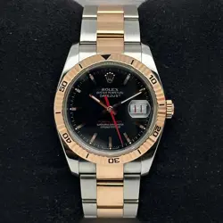 ROLEX DATEJUST TURN-O-GRAPH 116261 STEEL 18K ROSE GOLD STEEL BLACK DIAL WATCH