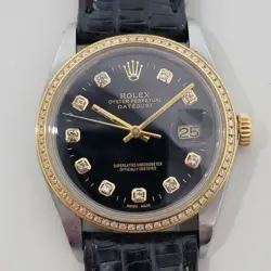 ROLEX OYSTER 16013 DATEJUST 36MM 18K SS MENS DIAMOND SET AUTOMATIC 1980S RA548