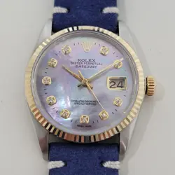ROLEX 16013 DATEJUST 36MM 18K SS MENS DIAMOND MOP DIAL AUTOMATIC 1980S RA554