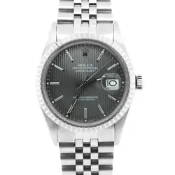 ROLEX DATEJUST 36MM GRAY TAPESTRY STEEL ENGINE TURNED JUBILEE WATCH 16030 BOX