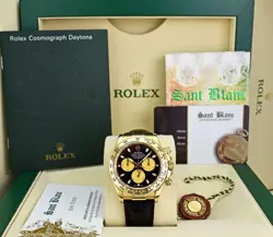 ROLEX 18KT GOLD DAYTONA BLACK PAUL NEWMAN 116518 SANT BLANC