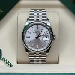 ROLEX DATEJUST 36 NEW 2025  SILVER INDEX DIAL STAINLESS STEEL SMOOTH JUBILEE