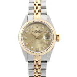 ROLEX DATEJUST 10P DIAMOND 69173G CHAMPAGNE GOLD E NUMBER SECOND HAND WOMEN