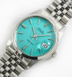 VINTAGE ROLEX OYSTERDATE PRECISION 6694 TURQUOISE DIAL MEN STEEL WATCH
