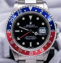 ROLEX GMT-MASTER II PEPSI BEZEL SERVICED BLACK DIAL EBAY LIVE 16710