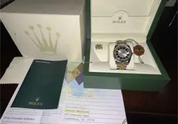 ROLEX DATEJUST 36MM WATCH STAINLESS STEEL, TWO-TONE YELLOW GOLD, BLUE 18K