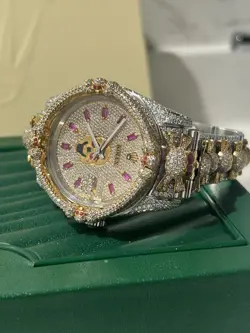 ROLEX MEN MOISSANITE DIAMOND WATCH 14K GOLD VVS 30 CARAT 42MM
