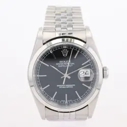 ROLEX OYSTER PERPETUAL DATEJUST 36MM BLACK DIAL AUTOMATIC MEN'S WRISTWATCH