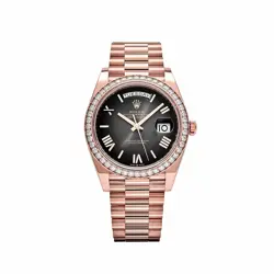 ROLEX DAY-DATE 40 228345RBR ROSE GOLD DIAMOND BEZEL SLATE OMBRE DIAL