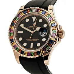 Rolex Yacht-Master 40 116695SATS Rose Gold Black Dial Rainbow Bezel