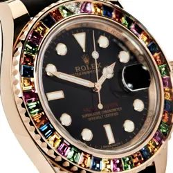 Rolex Yacht-Master 40 116695SATS Rose Gold Black Dial Rainbow Bezel