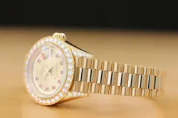 ROLEX LADIES PRESIDENT 69178 FACTORY RUBY STRING DIAMOND DIAL 18K GOLD WATCH