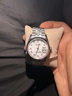 ROLEX DATEJUST 16220 SILVER JUBILEE BRACELET WITH SILVER BEZEL WHITE FACE