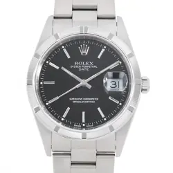ROLEX OYSTER PERPETUAL DATE 15210 BLACK BAR K NUMBER SECOND HAND MENS