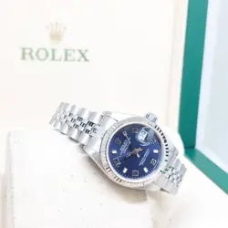 ROLEX 26MM OYSTER PERPETUAL BLUE ARABIC DIAL DATEJUST REF: 69174 (A SERIES)