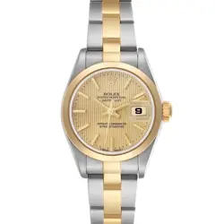 ROLEX DATEJUST STEEL YELLOW GOLD CHAMPAGNE LINEN DIAL LADIES WATCH 79163
