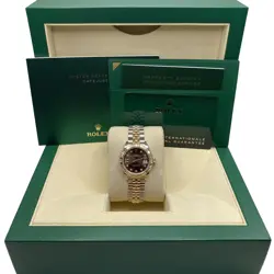 Rolex Datejust 28mm Rose Gold Steel Chocolate Diamond Star Dial Watch 279171