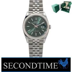 2025 ROLEX DATEJUST 36MM 126234 GREEN DIAL JUBILEE FLUTED BEZEL COMPLETE
