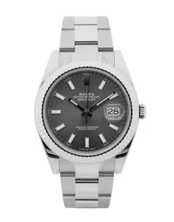 ROLEX DATE JUST 41 / RHODIUM BATON DIAL/ 2021 / 126334