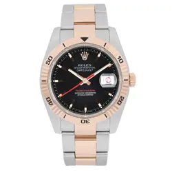 ROLEX DATEJUST TURN-O-GRAPH STEEL 18K ROSE GOLD STEEL BLACK DIAL WATCH 116261