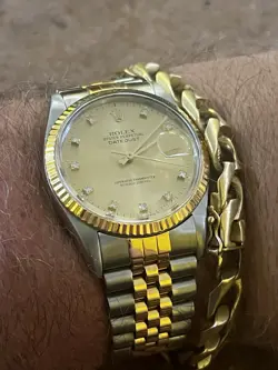 Rolex Datejust 16013 36 mm Champagne With Factory Diamonds From 1988