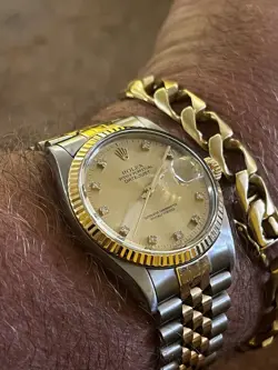 Rolex Datejust 16013 36 mm Champagne With Factory Diamonds From 1988