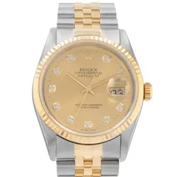 1991 ROLEX DATEJUST 36, 16233, STEEL & GOLD, CHAMPAGNE DIAMOND DIAL, JUBILEE ...