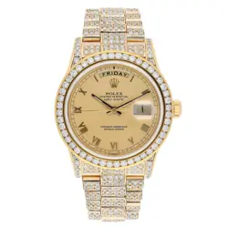 CUSTOM ROLEX DAY DATE 40 PRESIDENTIAL 228238 YELLOW GOLD DIAMOND WATCH.
