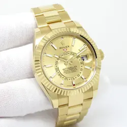 ROLEX 336938 SKYDWELLER 18K YELLOW GOLD WITH CHAMPAGNE DIAL ON OYSTER