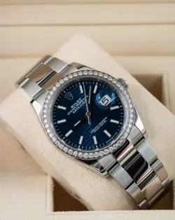 ROLEX DATEJUST 126284RBR | BLUE MOTIF DIAL & DIAMOND BEZEL 2021 | BOX & PAPERS