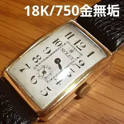 ROLEX 18K/750 SOLID GOLD SMALL SECOND HAND WINDING MEN'S WATCH LEATHER