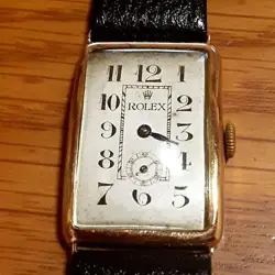 Rolex 18K/750 solid gold small second hand winding men's watch Leather