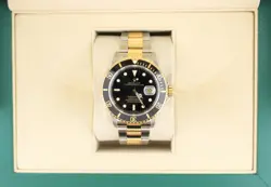 2000 ROLEX SUBMARINER 16613 BLACK DIAL TT 18KT GOLD THROUGH BUCKLE OYSTER 40MM