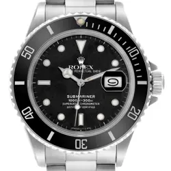 ROLEX SUBMARINER BLACK DIAL STEEL VINTAGE AUTOMATIC MENS WATCH 168000