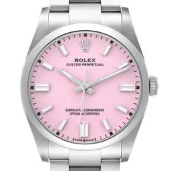 ROLEX OYSTER PERPETUAL CANDY PINK DIAL STEEL MENS WATCH 126000 BOX CARD