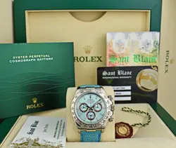 ROLEX 18KT WHITE GOLD DAYTONA GLACIER BLUE INDEX STRAP 116519 SANT BLANC