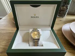 ROLEX MEN'S DATEJUST TWO-TONE WATCH WITH DIAMOND BEZEL AND DIAL
