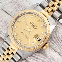 ROLEX DATEJUST 31MM 2-TONE FACTORY CHAMPAGNE DIAMOND DIAL JUBILEE WATCH 68273