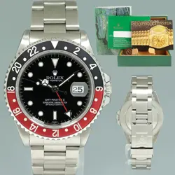 1998 ROLEX GMT-MASTER II 2 COKE RED STEEL 16710 40MM WATCH BOX